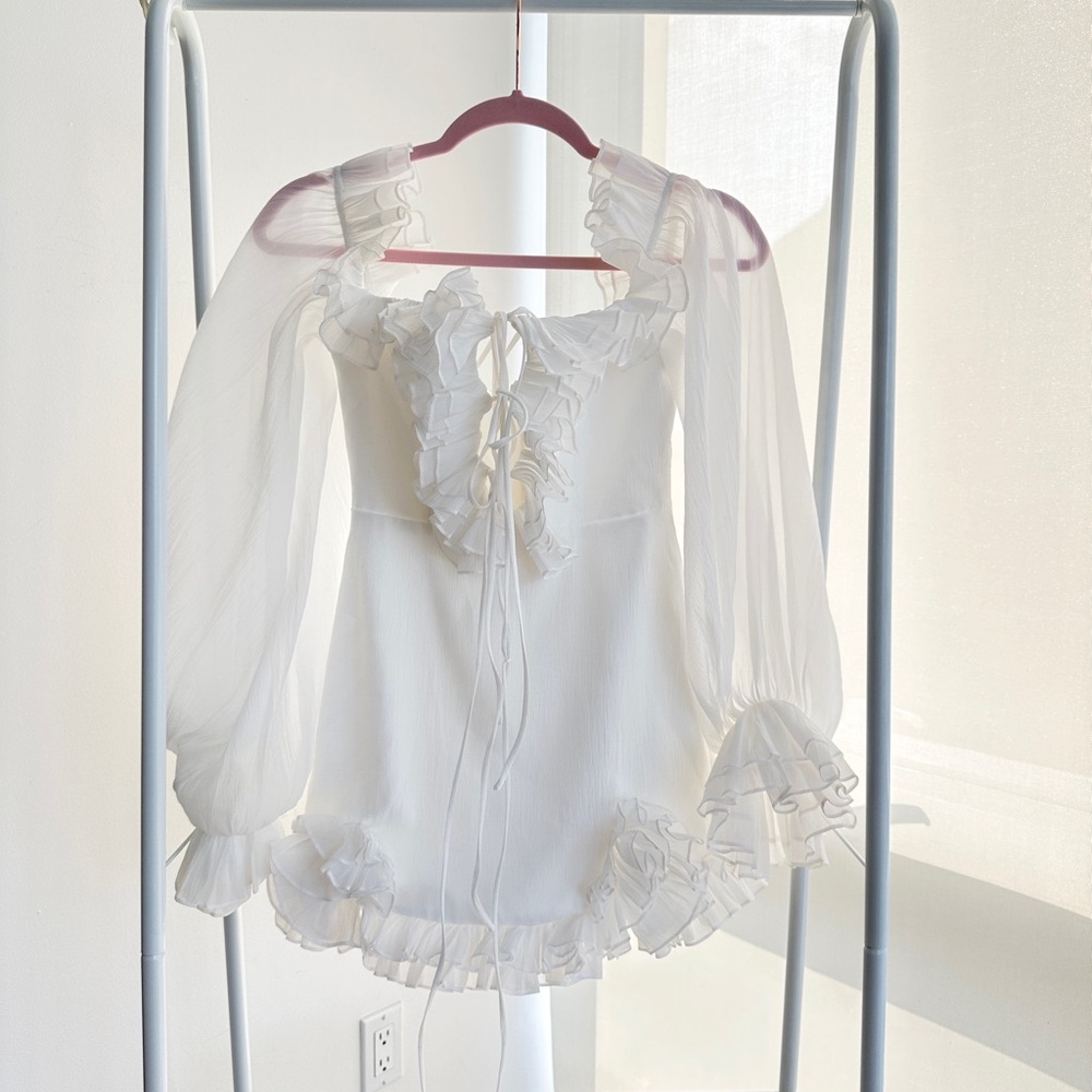 White open shoulder mini dress